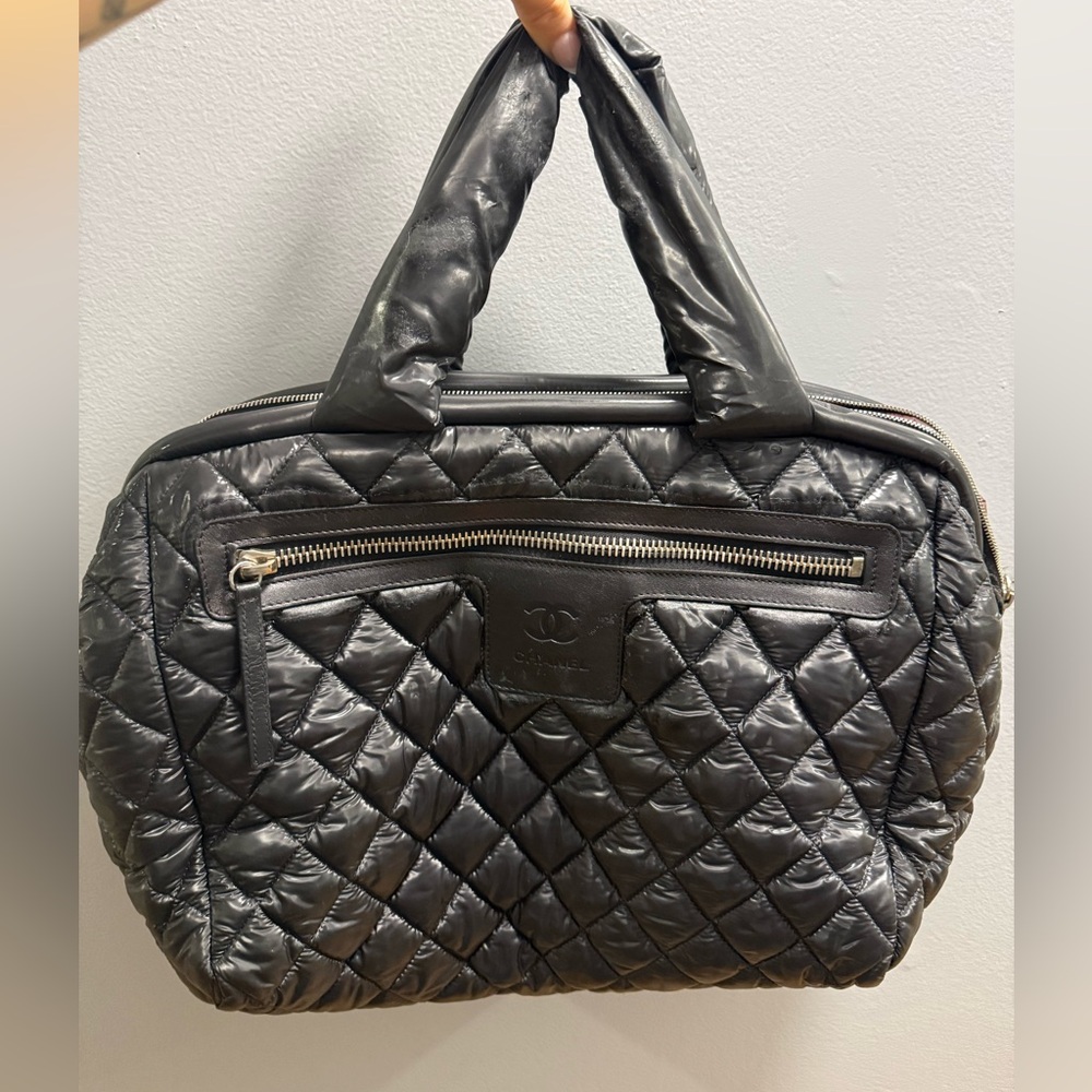 Chanel Nylon Quilted Cocoon Bowler Black Bag